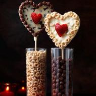 White Chocolate and Cereal Heart Lollipops